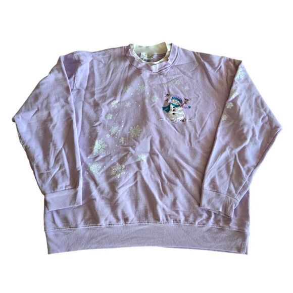 Vintage Y2K Snowman Chirstmas Crewneck Pullover Long Sleeve size XL Comfy Cute - Picture 1 of 6